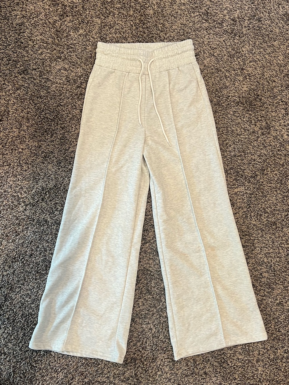 SHEIN EZwear Light Gray Wide Leg Joggers Drawstring Elastic Waist NWT Size M - Picture 2 of 10